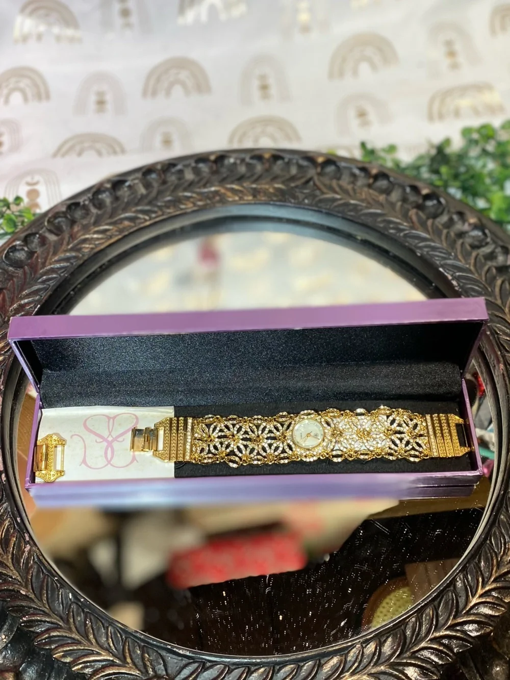 Vintage Suzanne Somers Gold Filigree Bracelet Watch